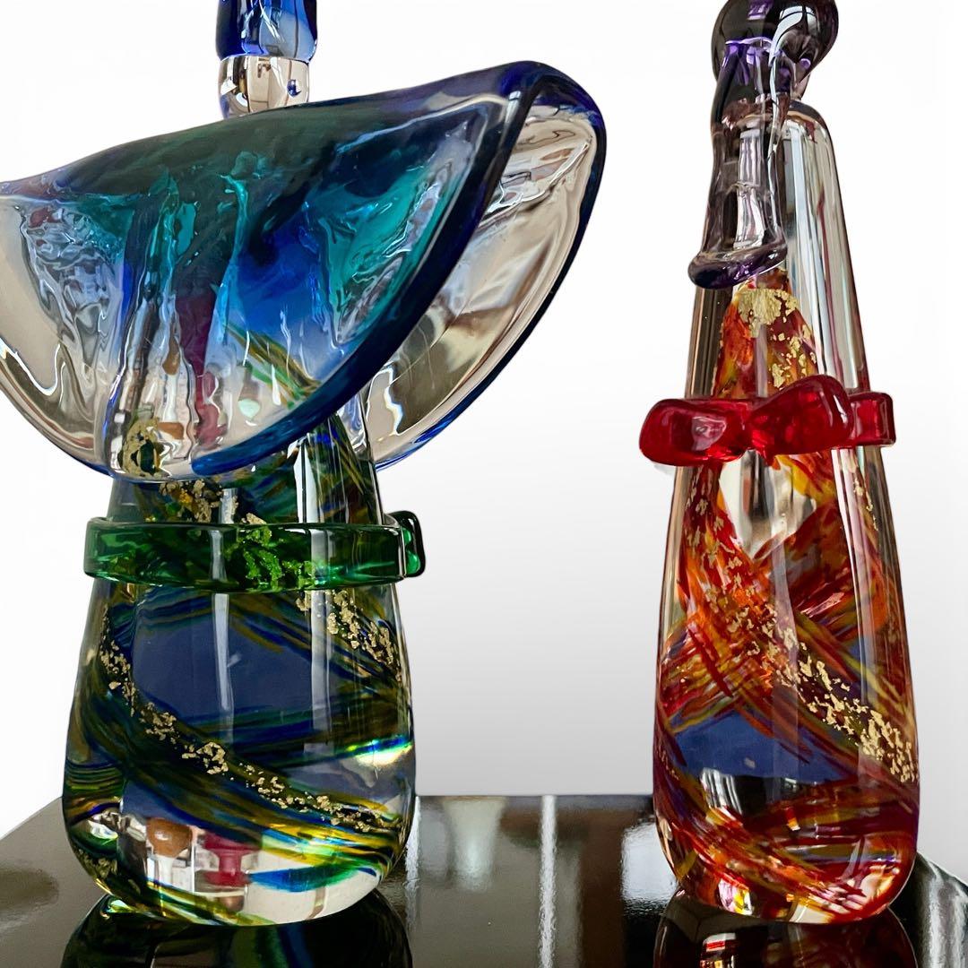 【美品】近代工芸 multi glass マルティグラス 雛人形 ガラス工芸