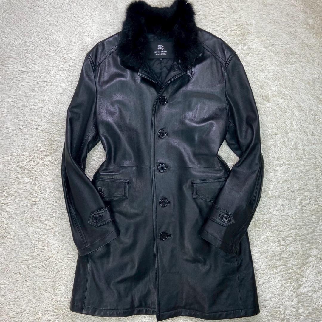 【極希少LL!!欠品無し!】バーバリーブラックレーベル レザーコート ムートン