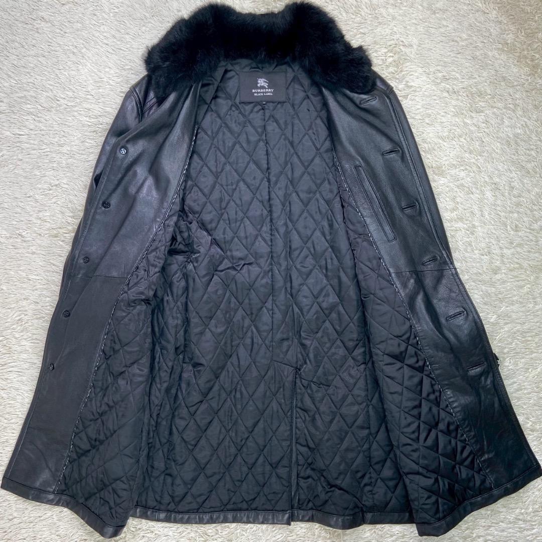 【極希少LL!!欠品無し!】バーバリーブラックレーベル レザーコート ムートン