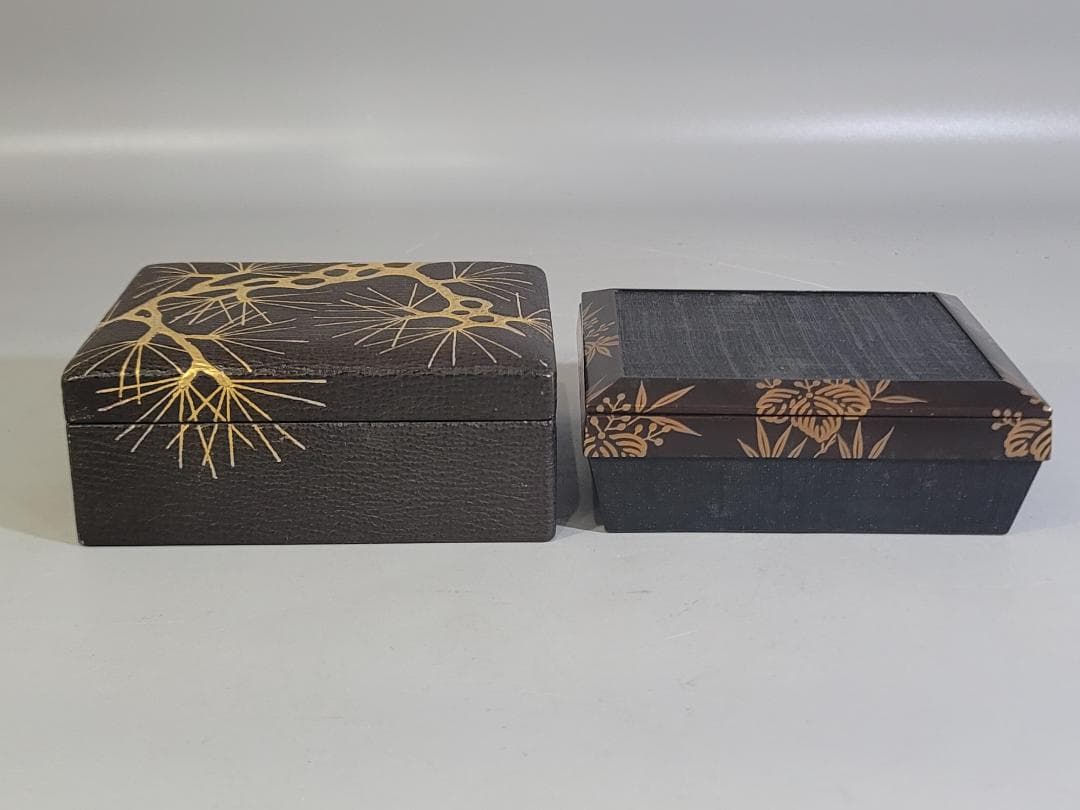 蒔絵 小箱 台付 二件 美品 DT701