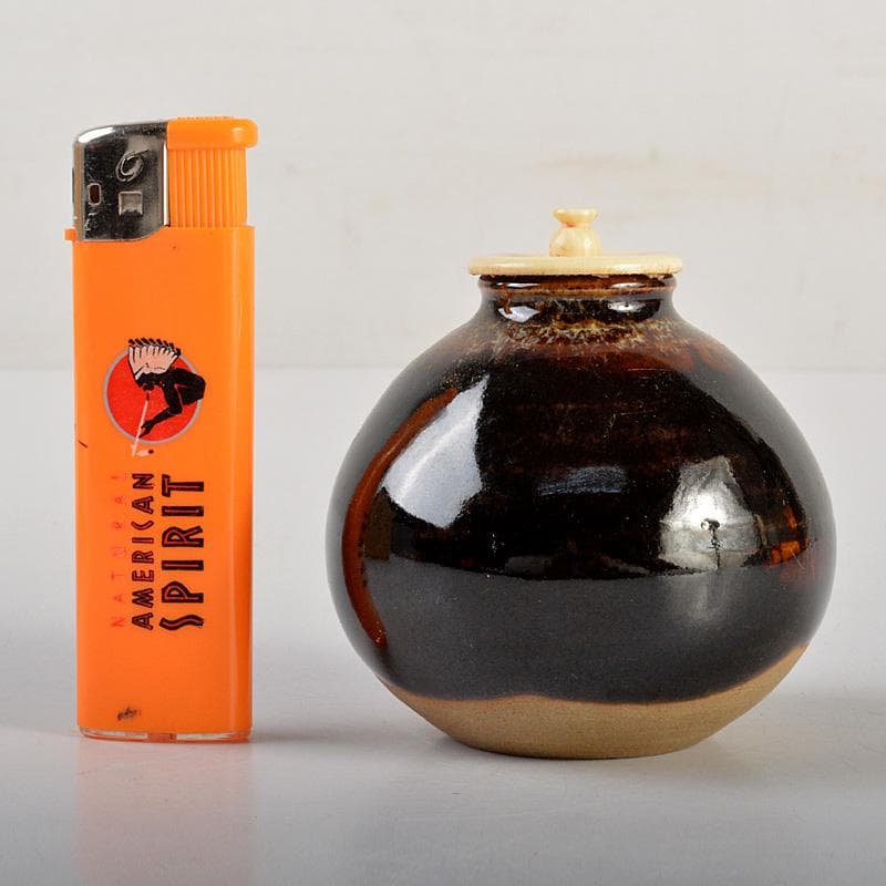 茶道具　桶谷定一作　内海茶入　共箱　V　6691