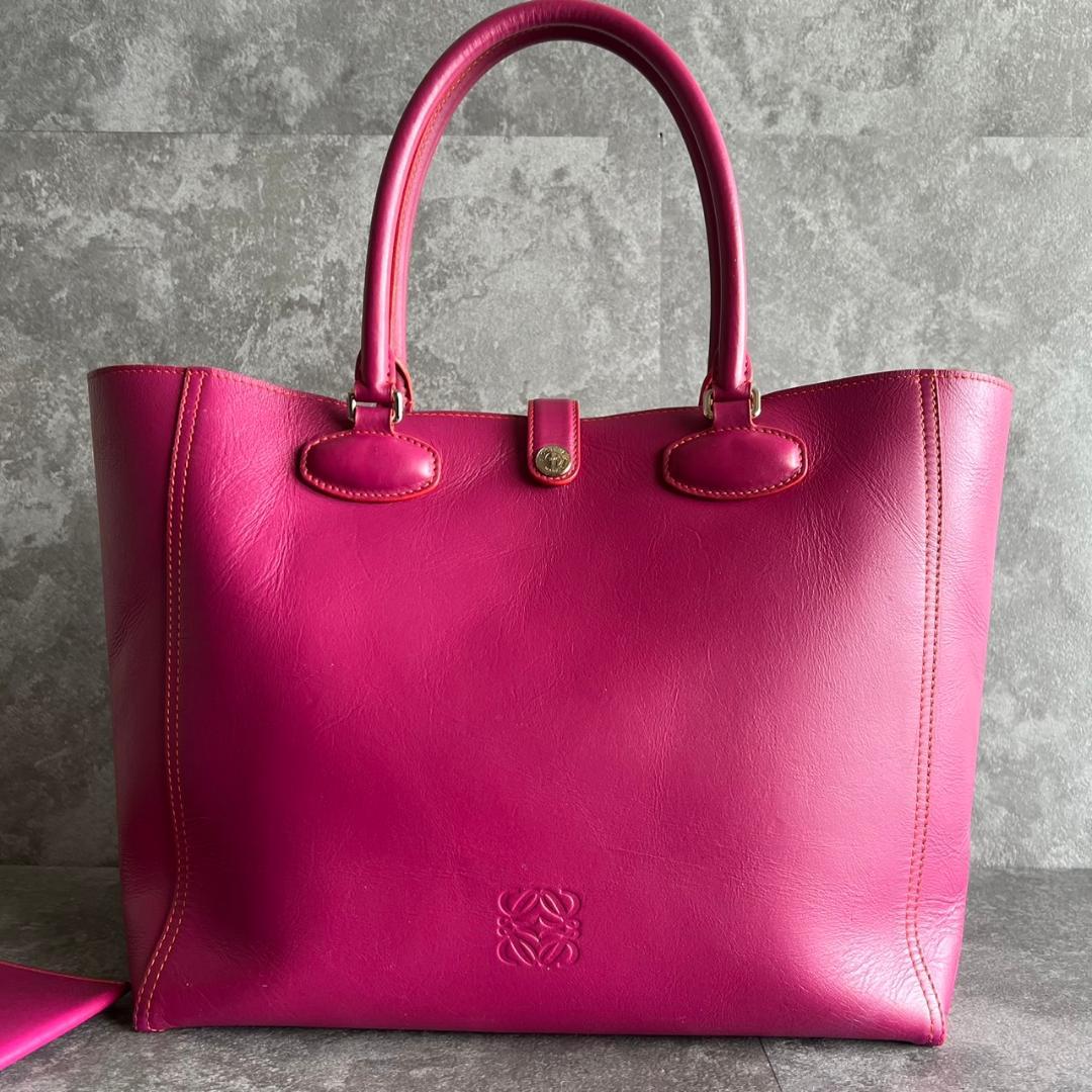 ゆずポン⭐️LOEWE⭐️ロエベ レオ トートバッグ アナグラム ピンク