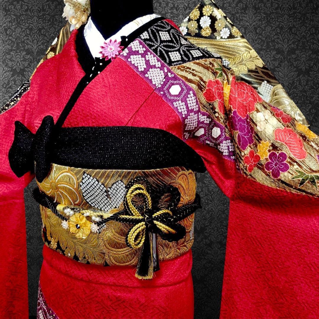 大特価SALE中☆振袖フルセット(7点)・成人式・総絞り・エンボス加工・金駒刺繍