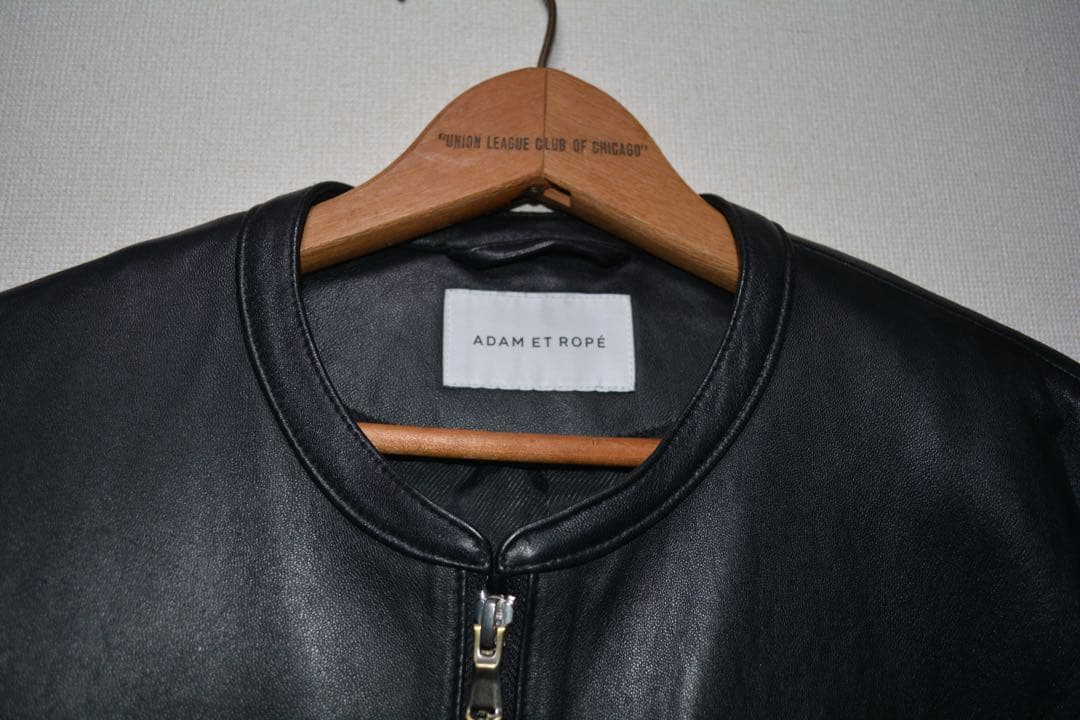 アダムエロペ レザージャケット ノーカラー シープスキン ライダースL