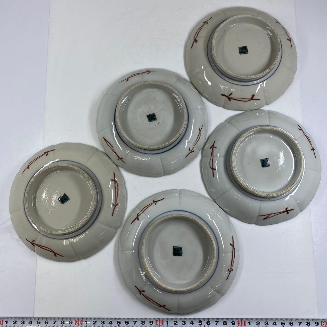 時代　九谷　銘々皿5客　幅約15㎝　東Y7-0404①タルサ