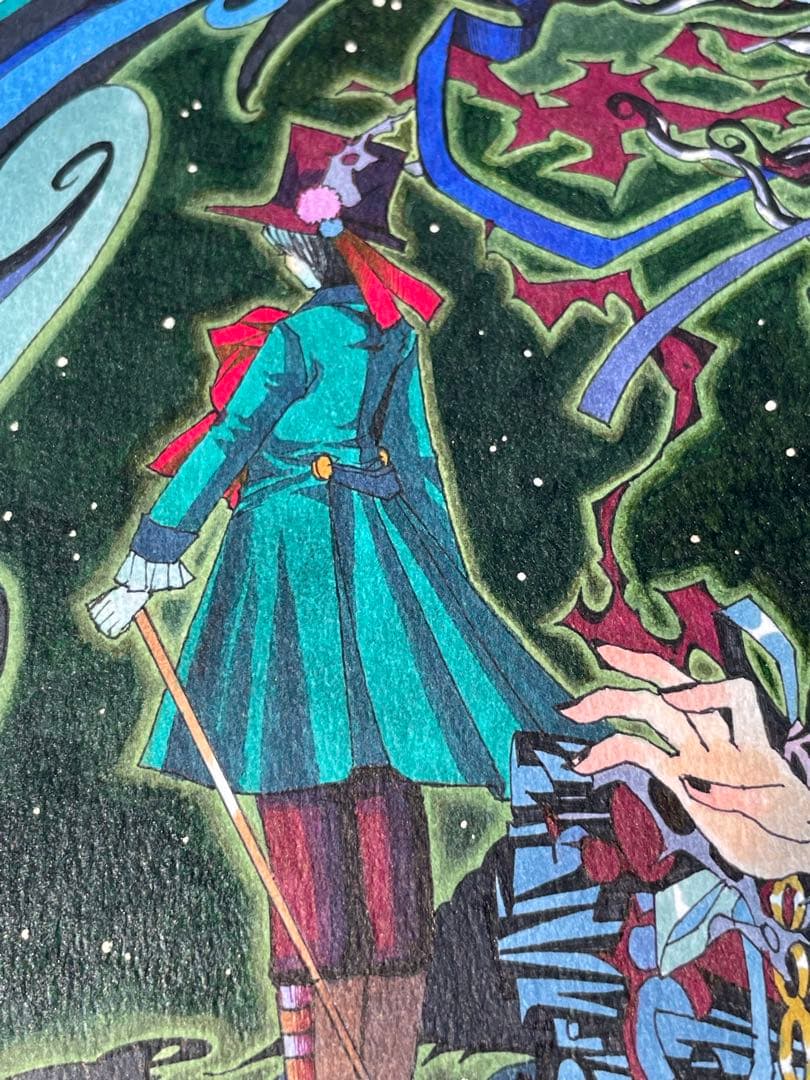 真作　Fukasawa Naoko「Blue Moon」水彩 ゴスロリ　アリス