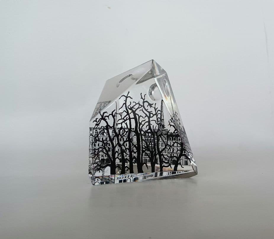 Baccaratバカラ　月と太陽の風景　9面体クリスタル置物箱入り