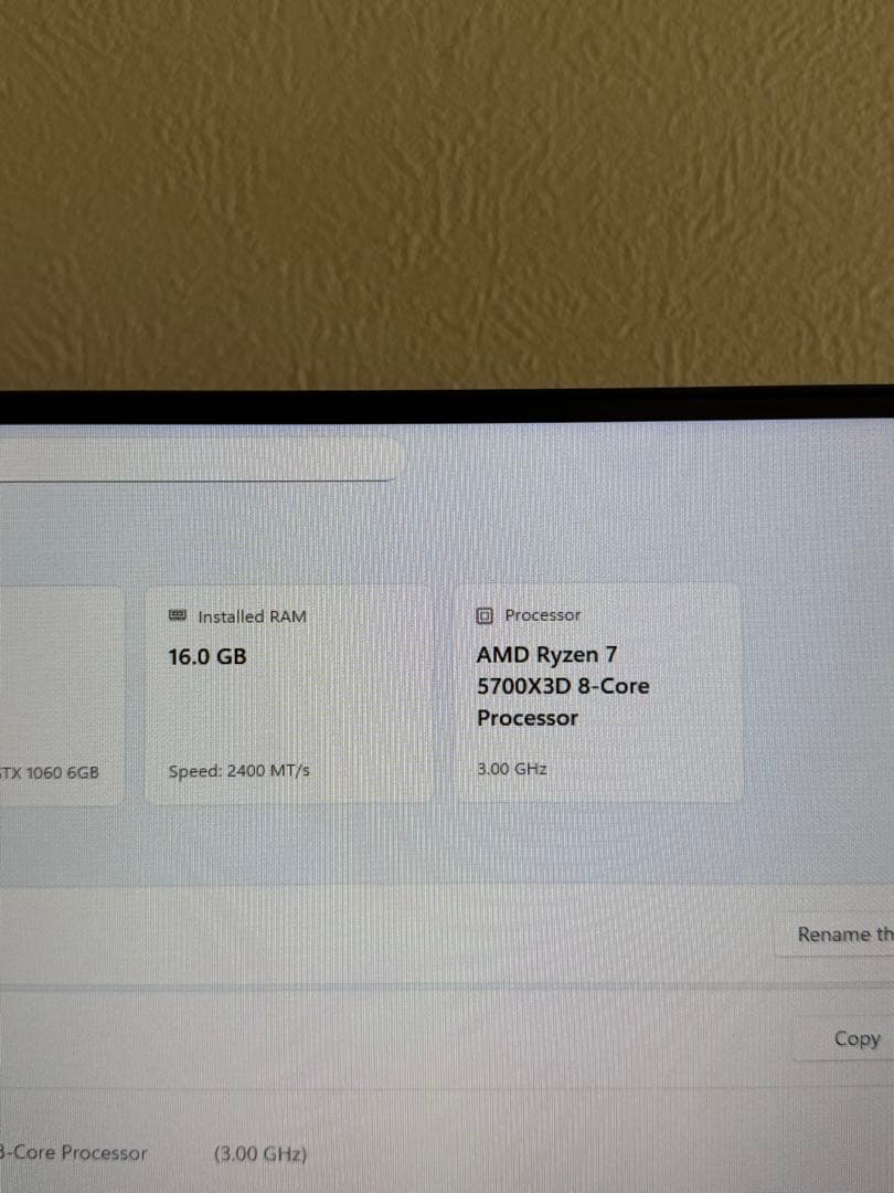美品　Ryzen 7 5700X3d