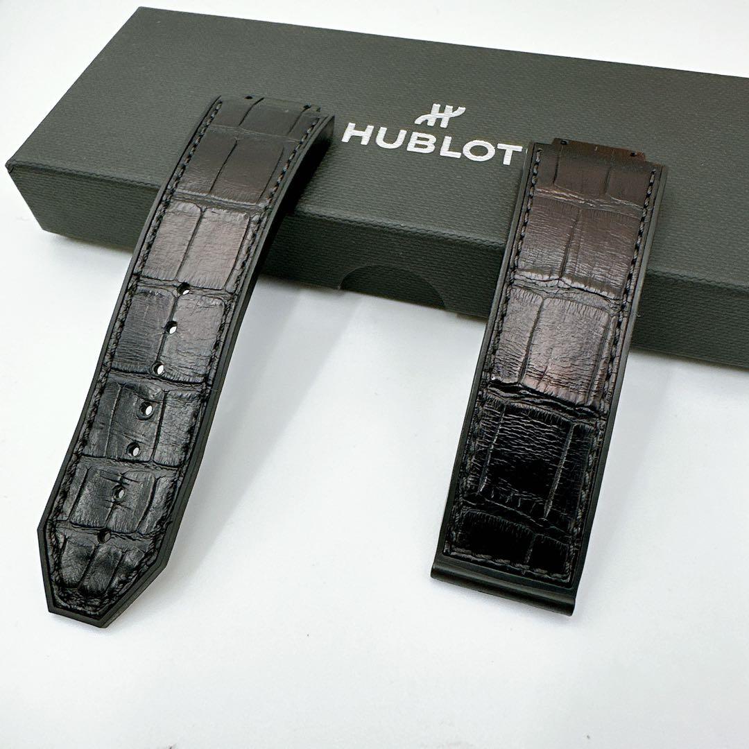 ◆ウブロ◆クロコ×ラバー 腕時計 ベルト純正 ラバーストラップ ブラック