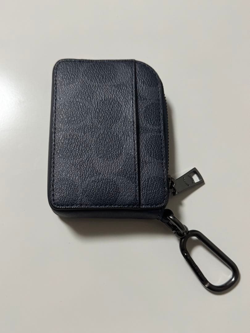 ネイビー レザーキーケース カラビナ付き