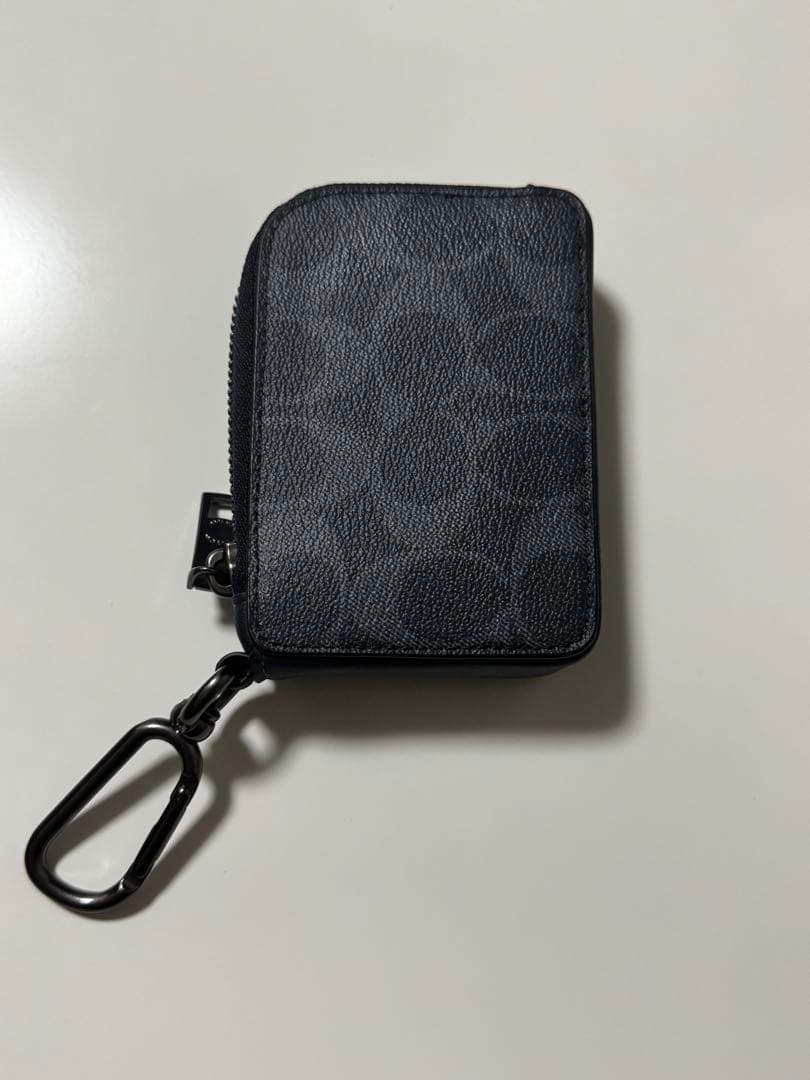 ネイビー レザーキーケース カラビナ付き