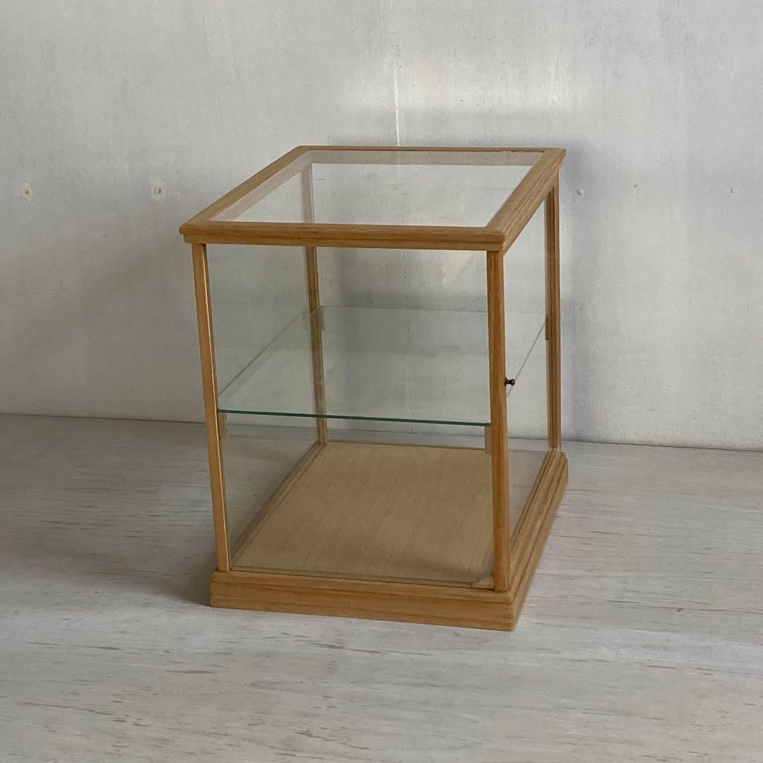 g301 古い木製 ガラスケース 2段 卓上 ショーケース 展示ケース 店舗什器