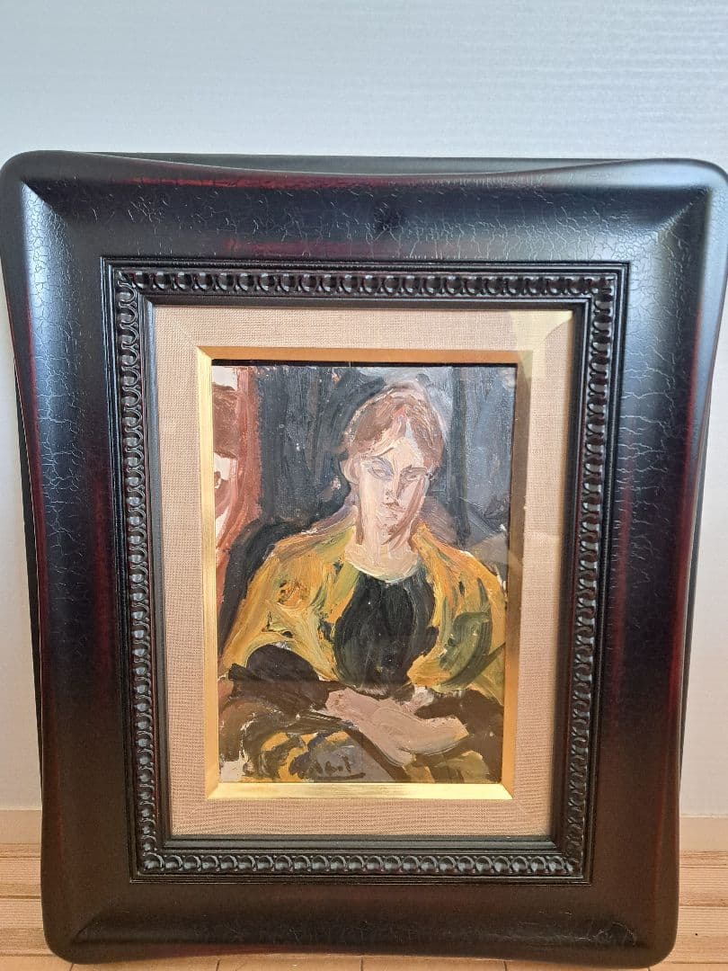 【真作美品】原精一「巴里の女」油彩SM号　洋画商協同組合鑑定登録証（公式鑑定人）