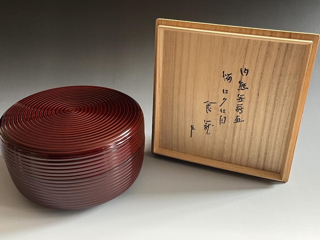 川端近左　熊笹蒔絵　溜ロクロ目食籠　即中斎書付　茶道具　表千家