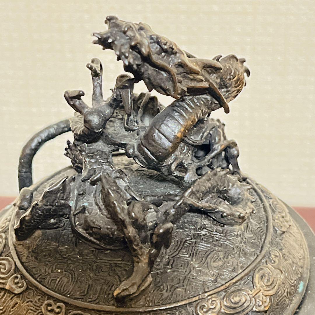 【極上品】高岡銅器 龍彫刻 香炉 青銅製 三つ足 縁起物 伝統工芸 10万円相当