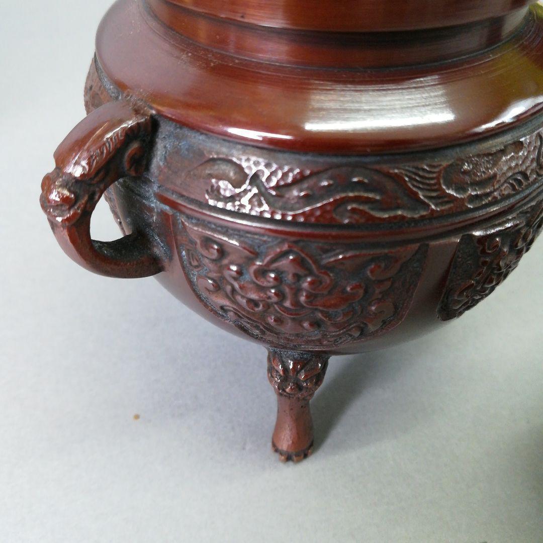 茶道具　青銅製　獅子　香炉　共箱