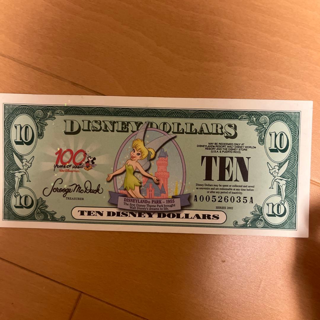 ピン札　ウォルトディズニー100周年記念ドル 1、5、10ドルアナハイムDL