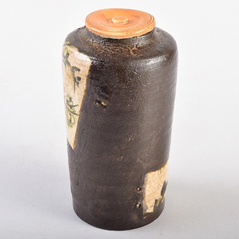 茶道具　尾形乾山作　竹文　茶入　袱紗付　玄々斎極め箱　M　R7707