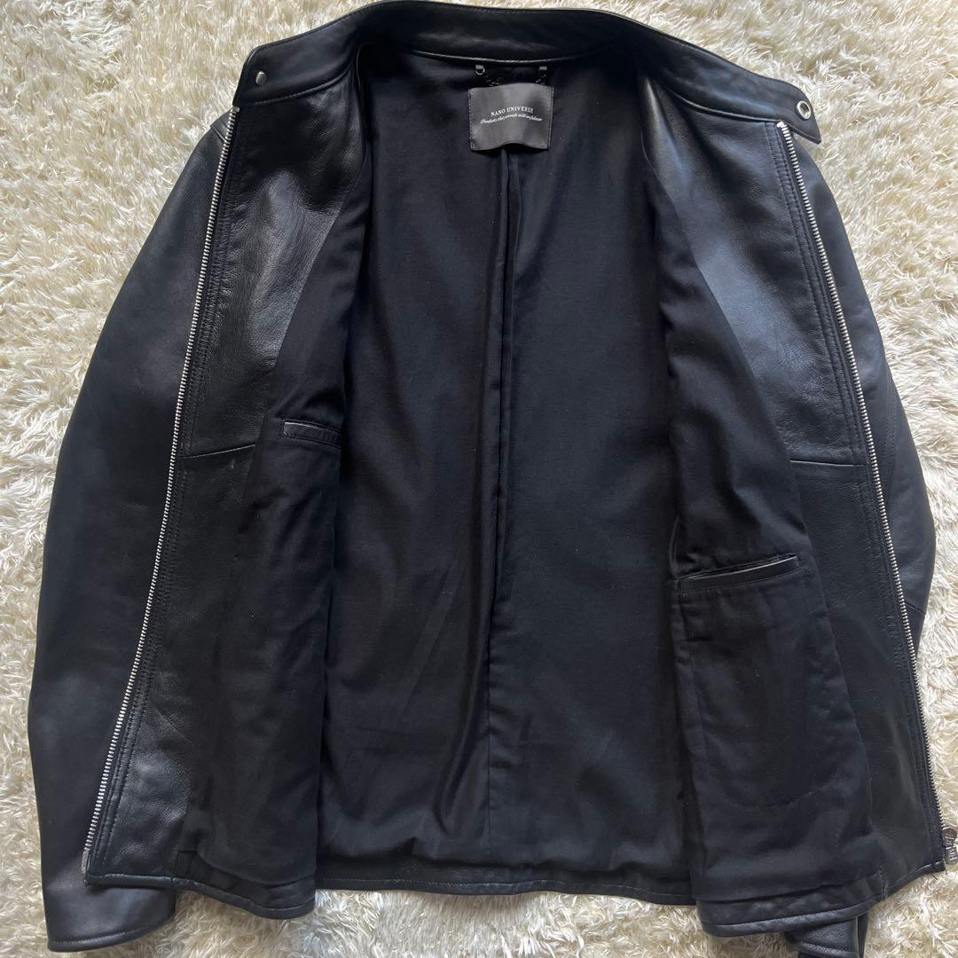 名作　ナノユニバース　Lサイズ　シングルライダース　羊革　ラム　ワンダーライト