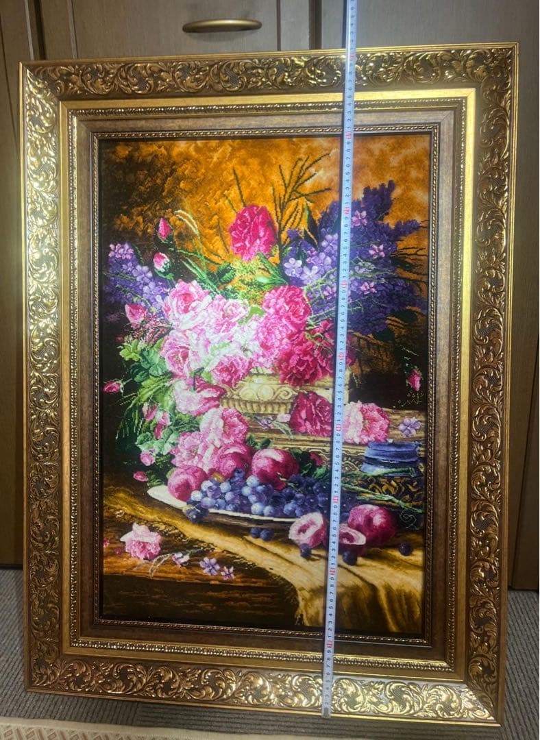 ペルシャ絨毯　絵画絨毯　タブリーズ産　手織り　タペストリー　横500✖️縦740㎜