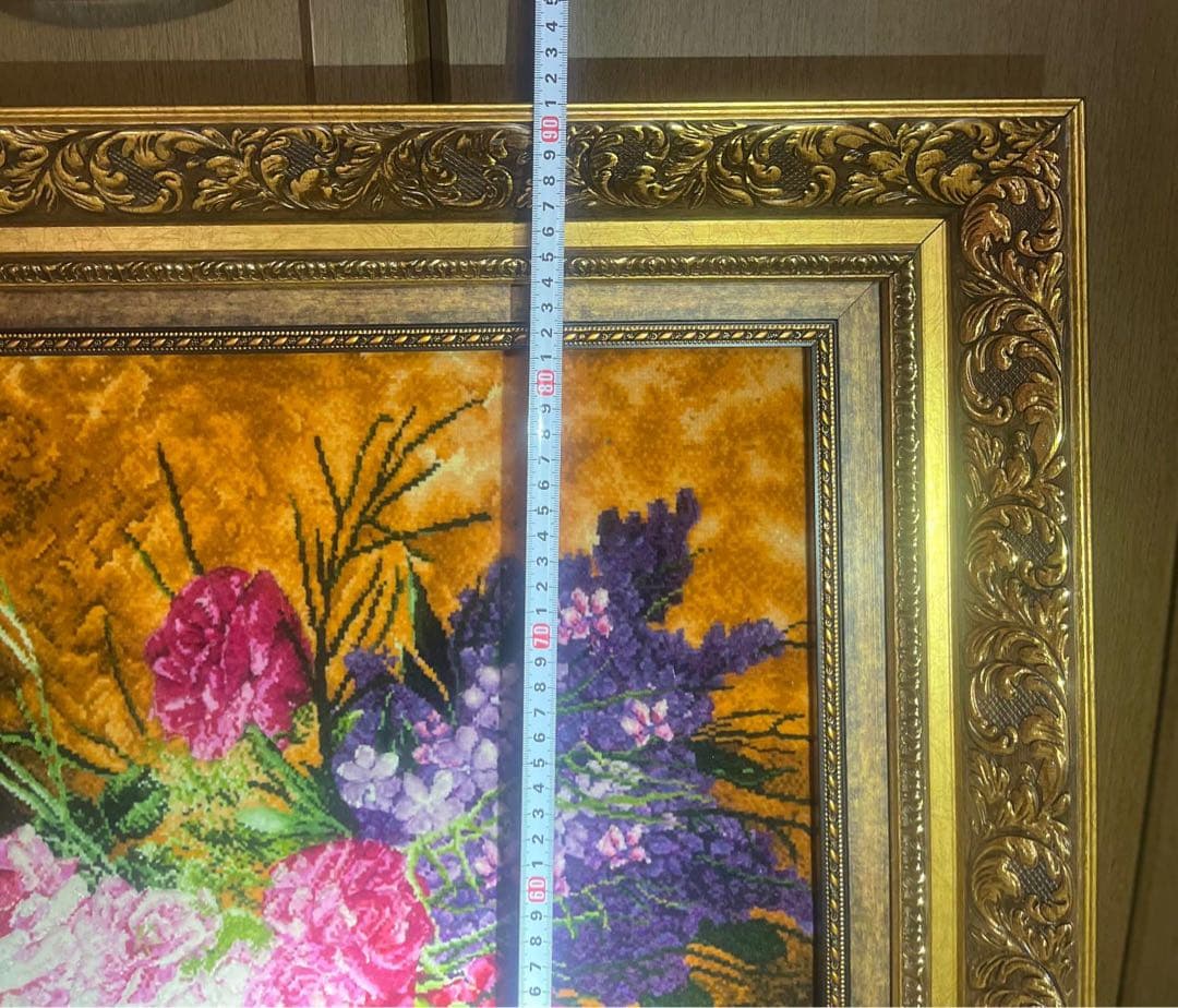 ペルシャ絨毯　絵画絨毯　タブリーズ産　手織り　タペストリー　横500✖️縦740㎜