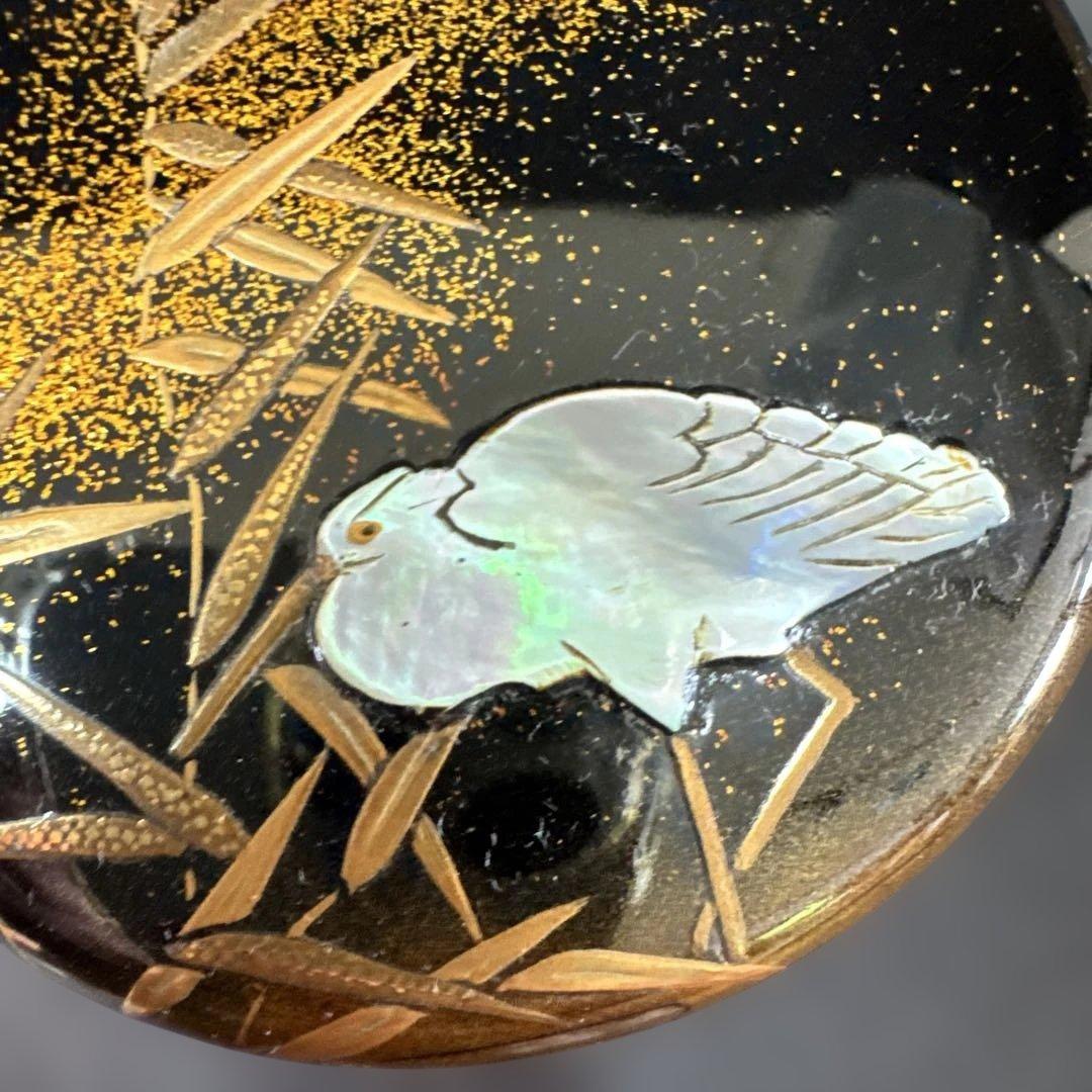 G30 送料無料　白鷺蒔絵　平棗　坂下廣作　茶道具　茶室　共箱　金彩蒔絵　螺鈿