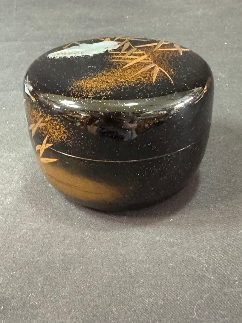 G30 送料無料　白鷺蒔絵　平棗　坂下廣作　茶道具　茶室　共箱　金彩蒔絵　螺鈿