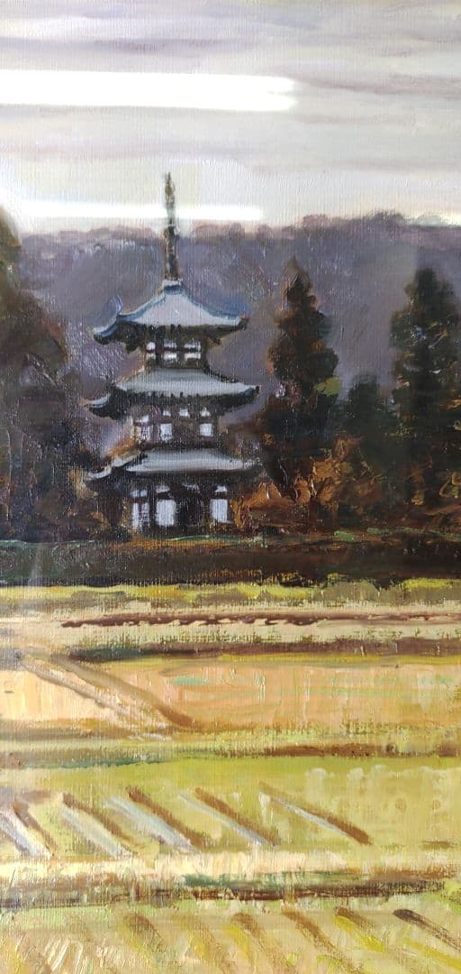 秋元清弘　法輪寺　油彩　額装　F8号　一枚の繪