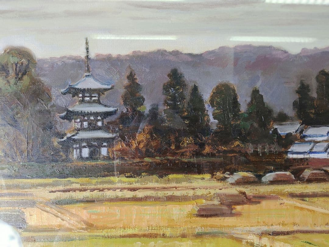 秋元清弘　法輪寺　油彩　額装　F8号　一枚の繪