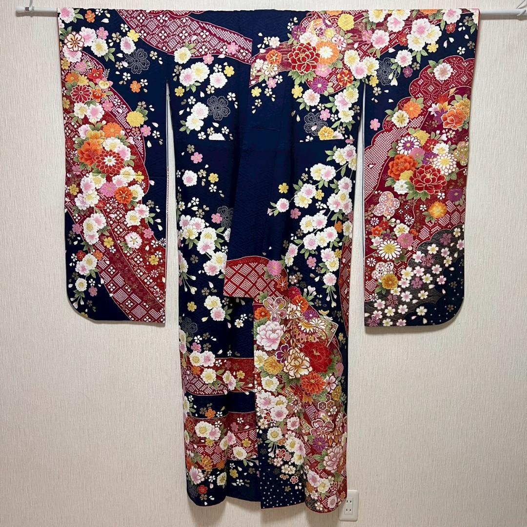 KJ2524 振袖 身丈165cm 正絹 着物 成人式 トールサイズ