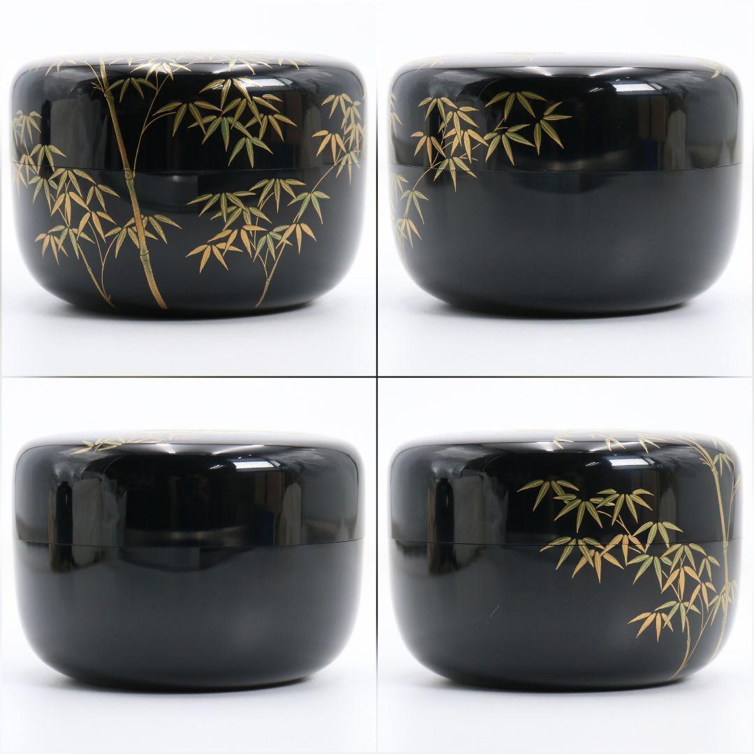 坂下好晴作 竹林蒔絵 平棗 茶道具 共箱　V874　N6