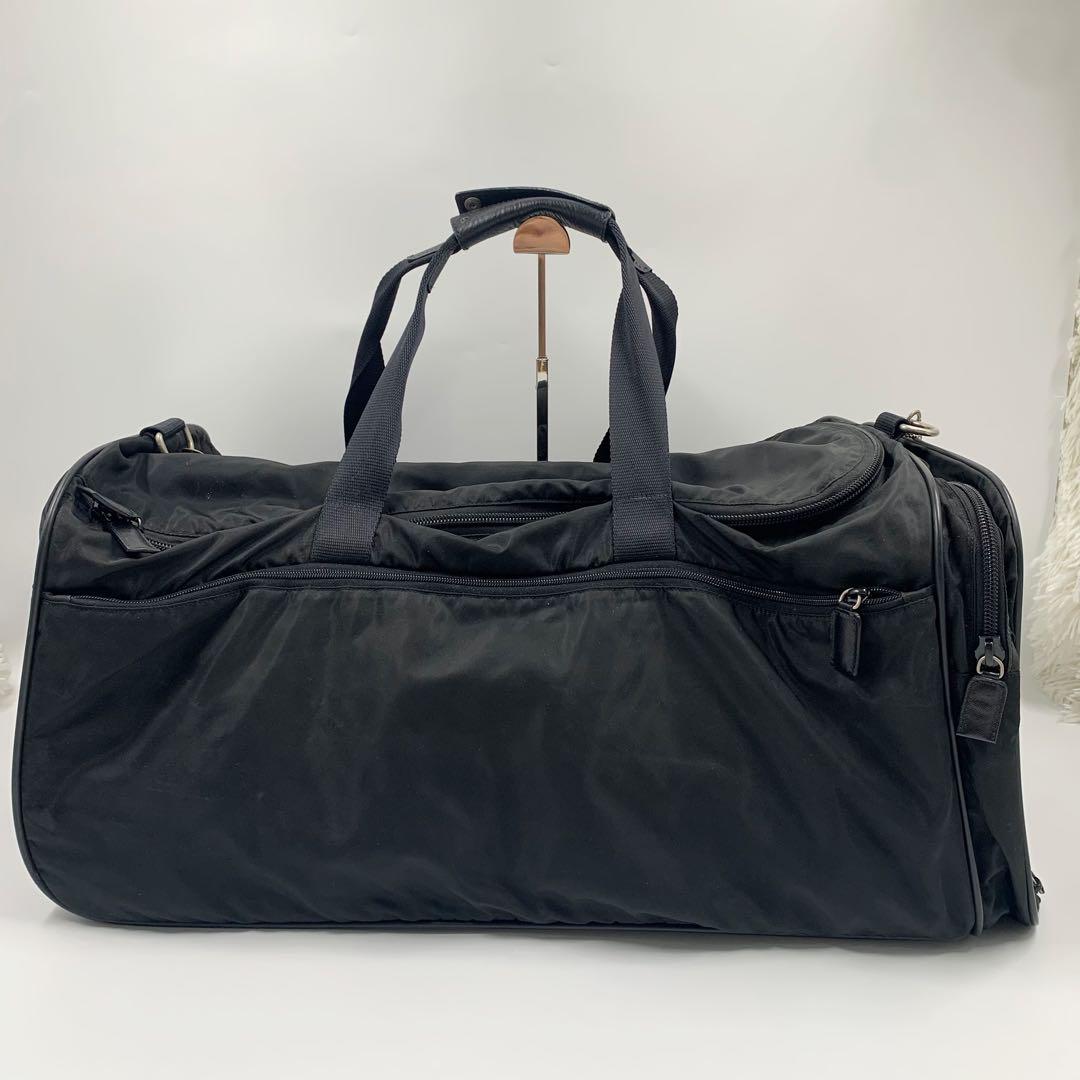 【✨美品✨】プラダ 三角ロゴ ナイロン キャリーバッグ ボストンバッグ ブラック