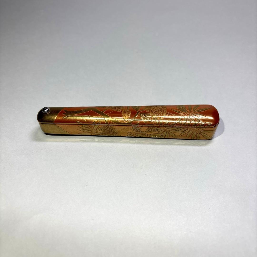 大井好雲斎　桐竹蒔絵矢立香合