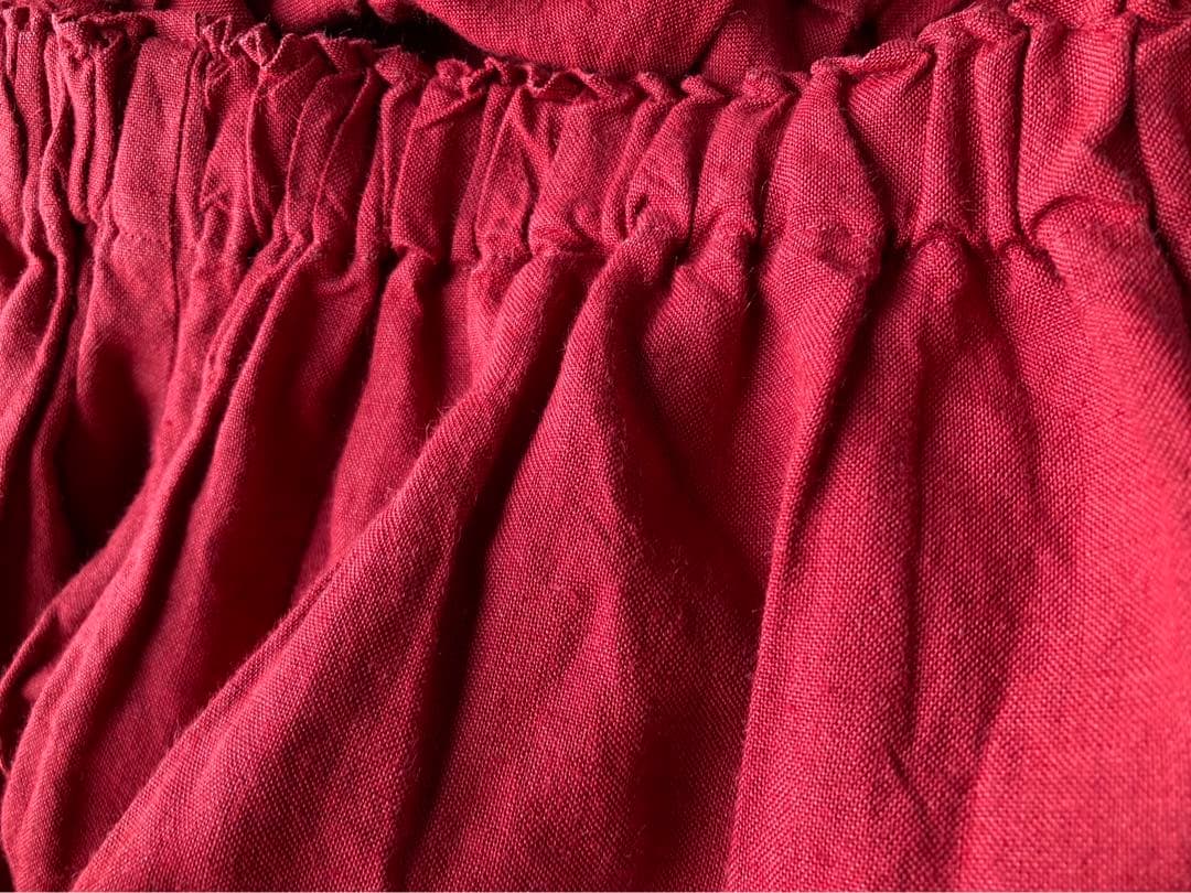 ヤンマ　ヤンマ産業　キュロットパンツ　リネン100% 赤　ガウチョパンツ