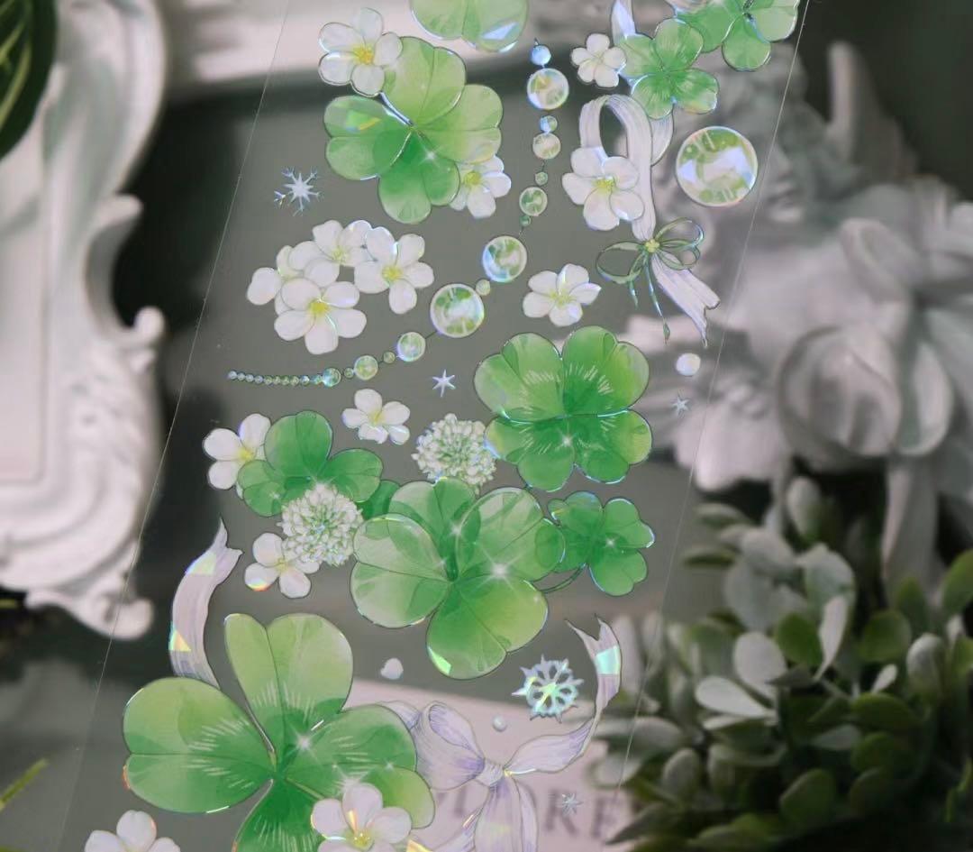 海外マスキングテープ巻売り 四叶草的来信 クローバー 人物マスキングテープ