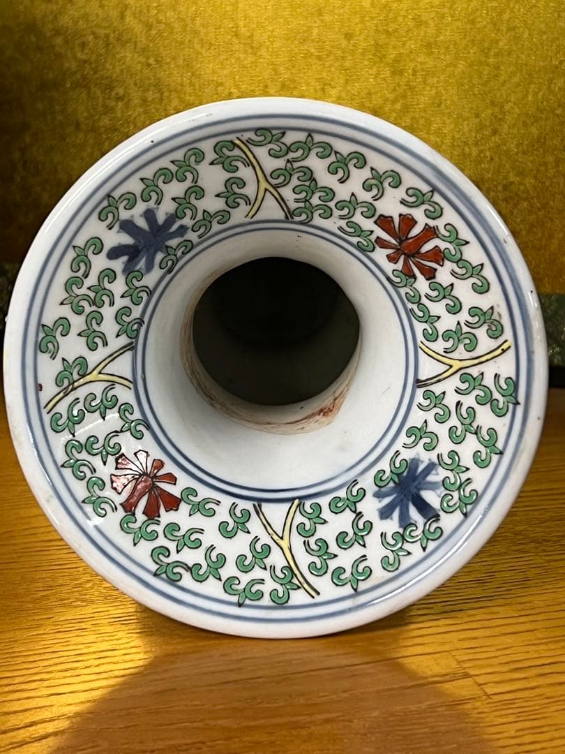 中国古美術　五彩龍紋染付花瓶【大明萬歷年製】在銘F-0