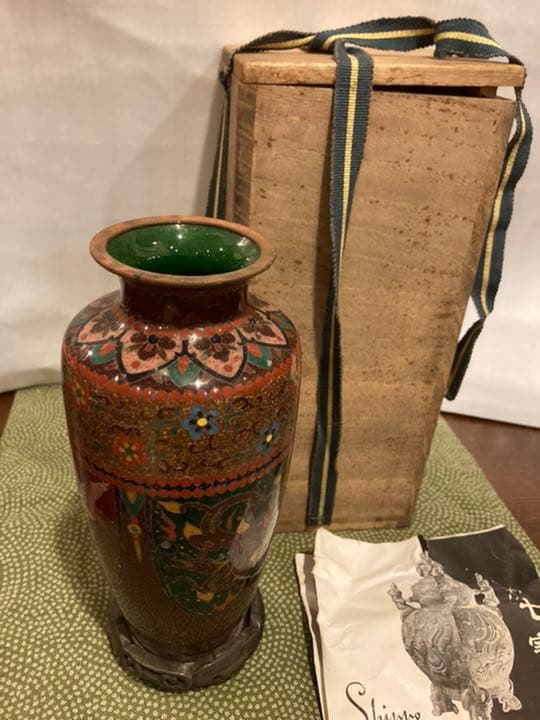 【お値下げ】安藤七宝店 龍鳳凰花唐草文有線七宝花瓶