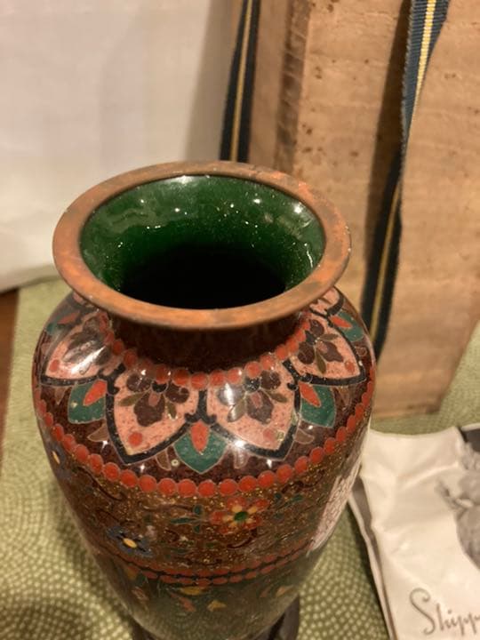 【お値下げ】安藤七宝店 龍鳳凰花唐草文有線七宝花瓶