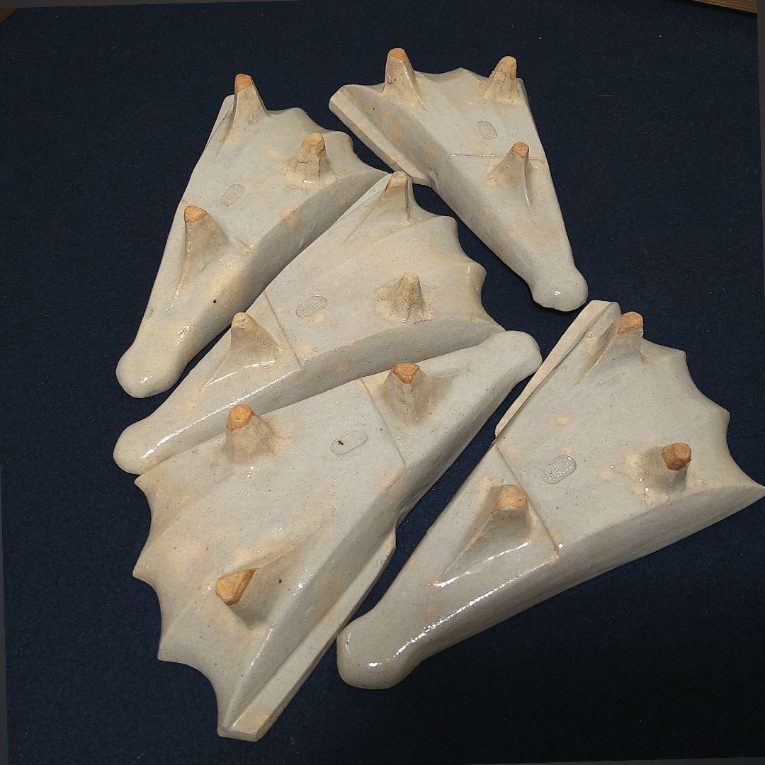 AJ39 扇面向付 天耳庵 坂田泥華 五客 共箱共布略歴 未使用 懐石茶道具萩焼