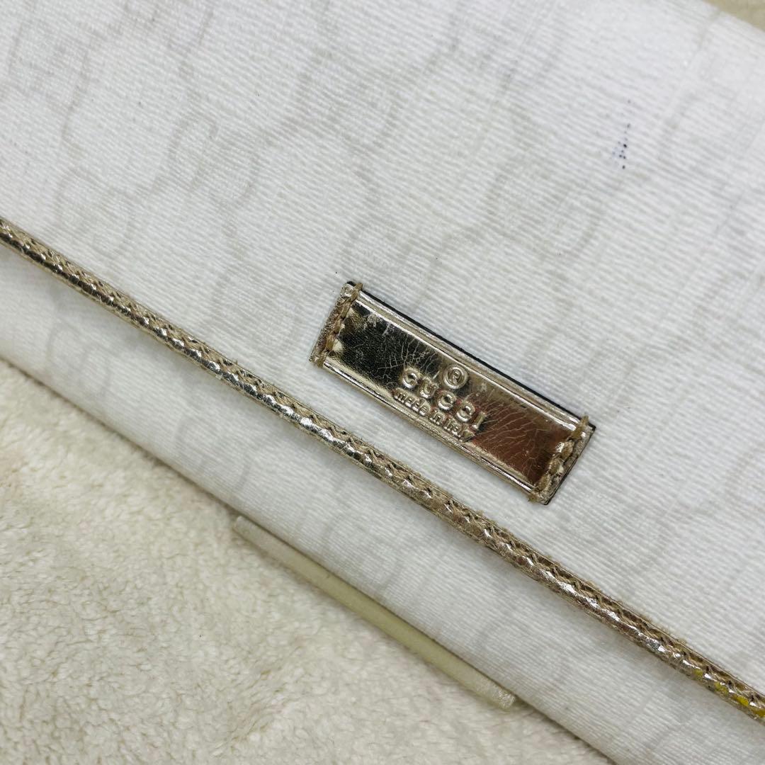 GUCCI グッチ 長財布 GGシマ PVCレザー 白 シルバー ウォレット