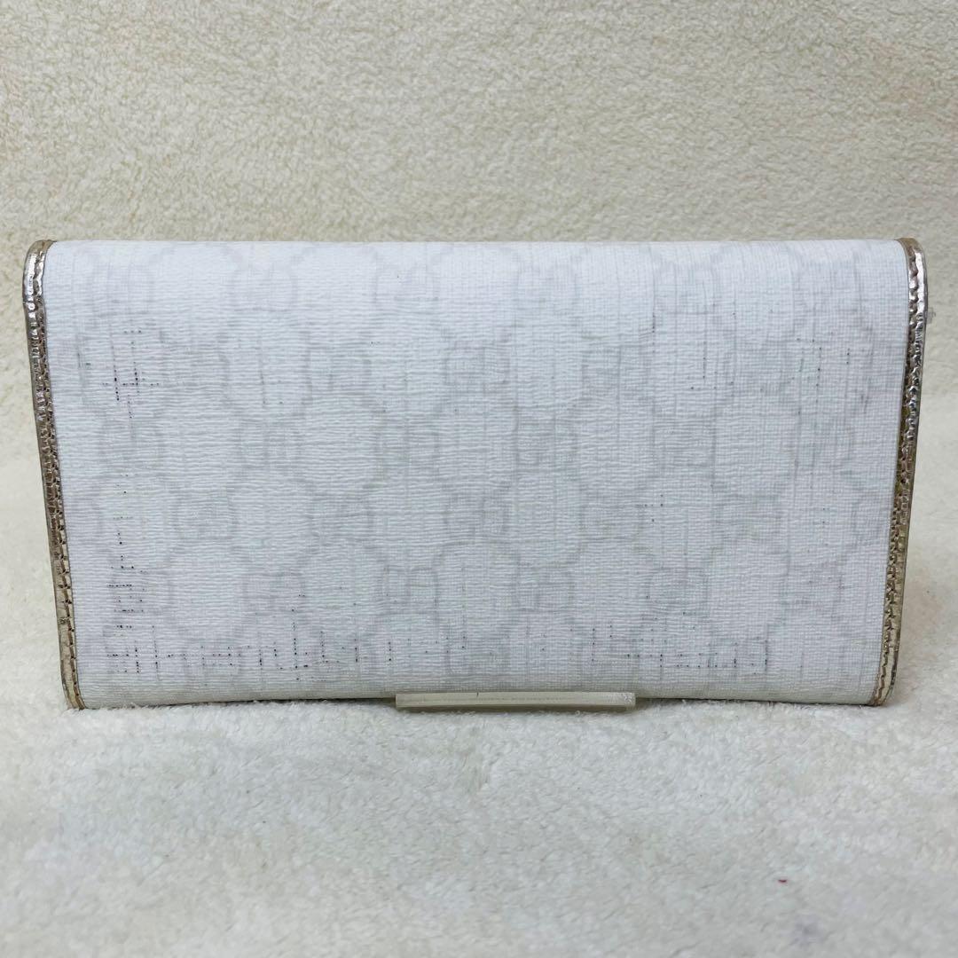 GUCCI グッチ 長財布 GGシマ PVCレザー 白 シルバー ウォレット