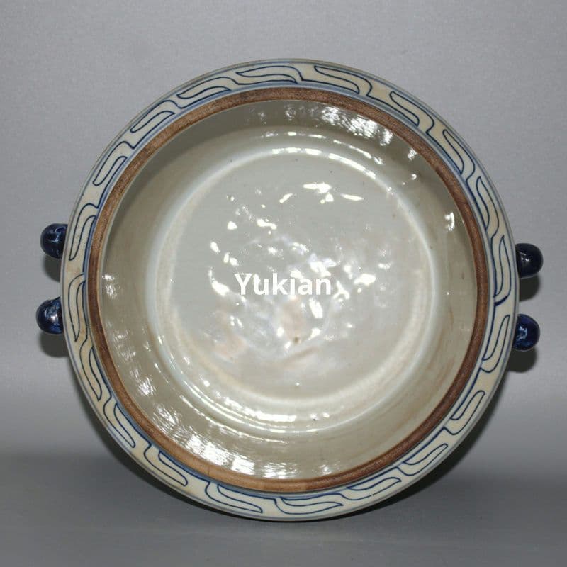 四喜青花缶 喜字缶 磁器 将軍缶 現代工芸品 美術品 装飾品 置物