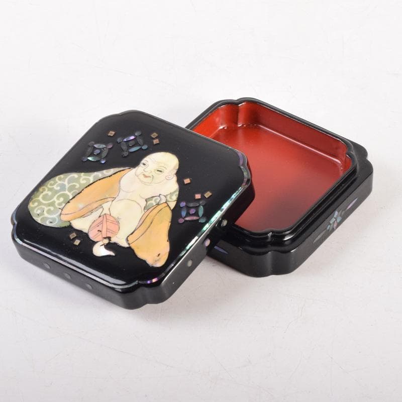 茶道具　壱寿作　螺鈿装飾　布袋蒔絵　香合　共箱　V　8324