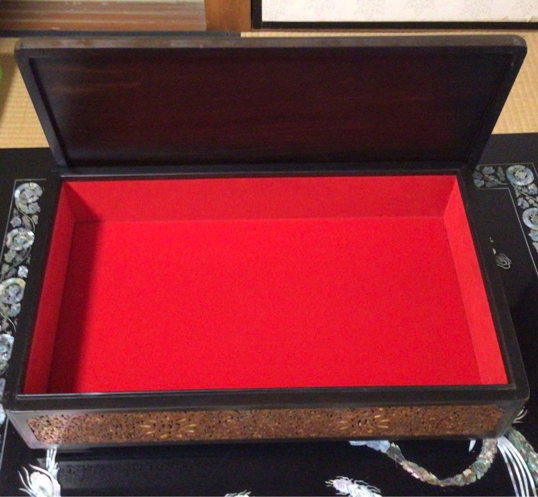 ⭐️特別⭐️紫檀 象嵌 おしどり花鳥月雲 大きな文箱 中国で購入アンティーク レア