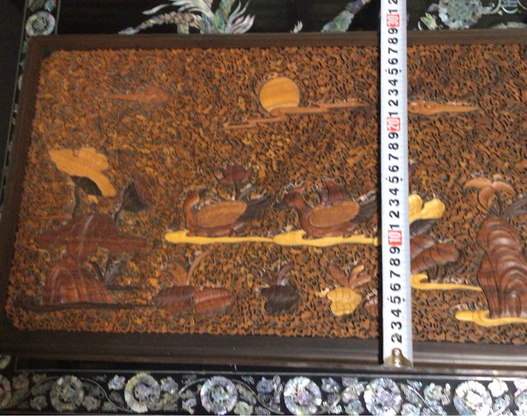 ⭐️特別⭐️紫檀 象嵌 おしどり花鳥月雲 大きな文箱 中国で購入アンティーク レア