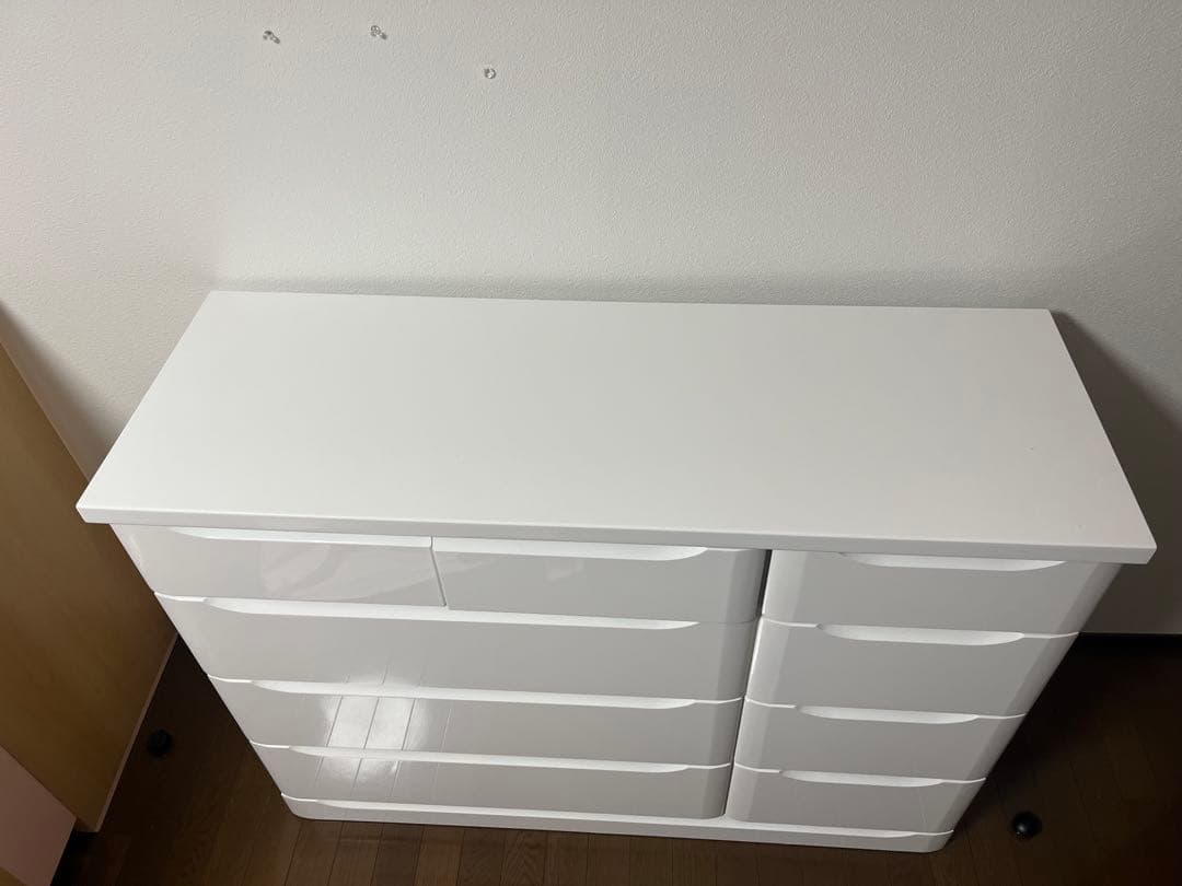 ホワイト 9段引き出しキャビネット