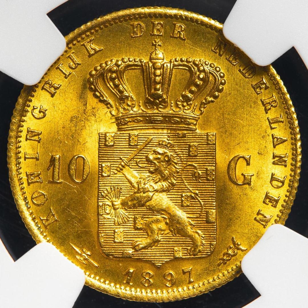 NGC-MS62 1897 ウィルヘルミナ 幼年期 金貨　ネーデルランド王国