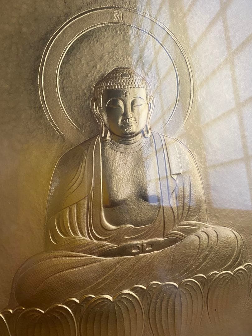 人間国宝　金森映井智氏作　彫金　大仏様　略歴　紙箱入