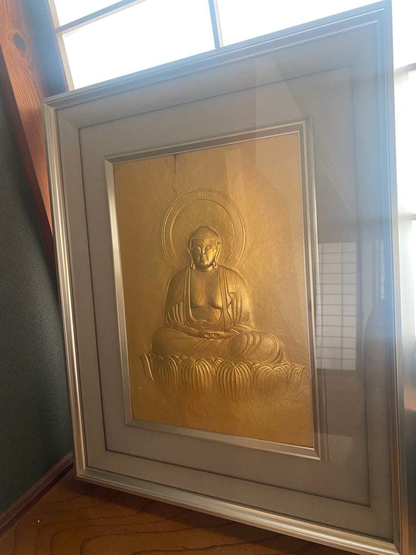 人間国宝　金森映井智氏作　彫金　大仏様　略歴　紙箱入