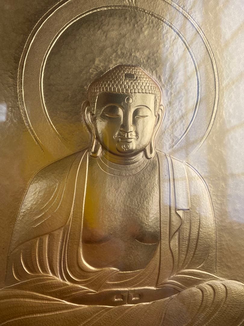 人間国宝　金森映井智氏作　彫金　大仏様　略歴　紙箱入